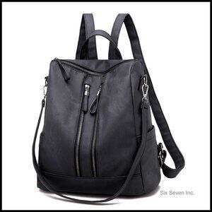 Leather Waterproof Anti-Theft Convertible Backpack Purse Small Chic Travel Bag